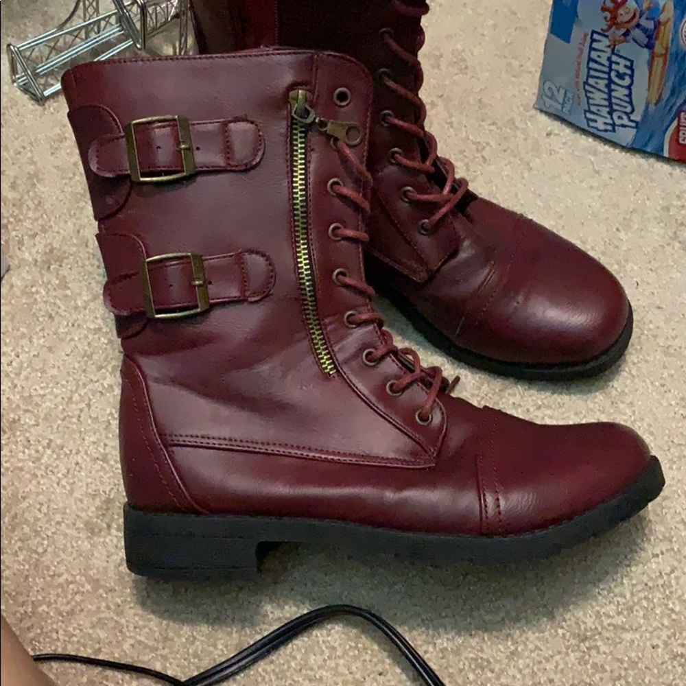 Burgundy combat boots